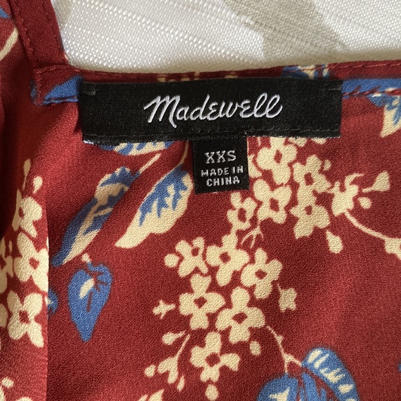 Madewell Burgundy Fall Floral Blouse Top XXS - Picture 9 of 10